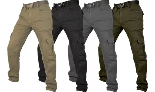 Pantalón Táctico 6 Bolsillos Dril Licrado Para Hombre