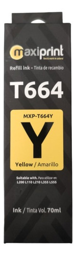 Tinta Maxiprint T664y Epson Amarillo L200 L110 L210 L355