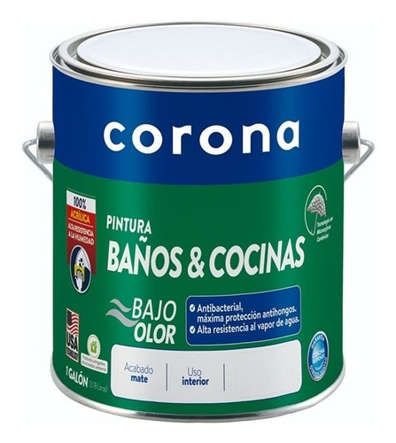 Pintura Baños Y Cocinas Blanco  1 Gl Corona