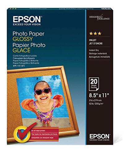 Papel Fotográfico Epson Glossy 20 Folhas 8,5 X 11 Polegadas