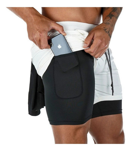 Pantalones Cortos Hombre Deporte Al Aire Libre Doble Capa