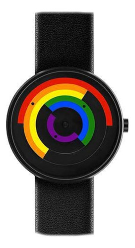 Project Relojes Pride Reloj De 40 Mm, Correa De Piel Negra