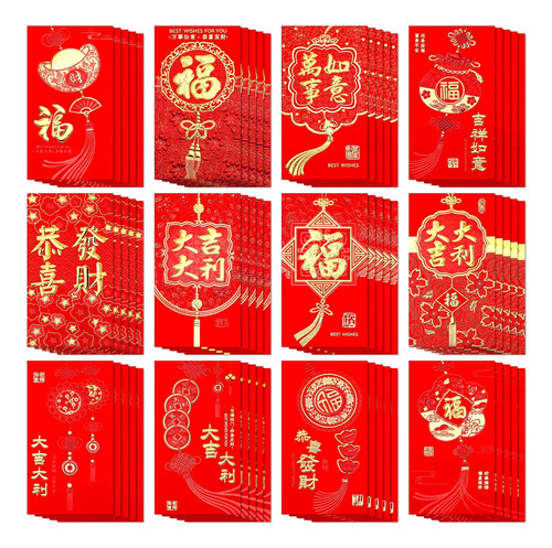 Sobres Rojos De Año Nuevo Chino 2024, 54 Sobres De Año Nuevo