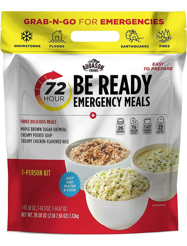 Augason Farms 72-hour Be Ready Emergency Meal Kit, White, Sm