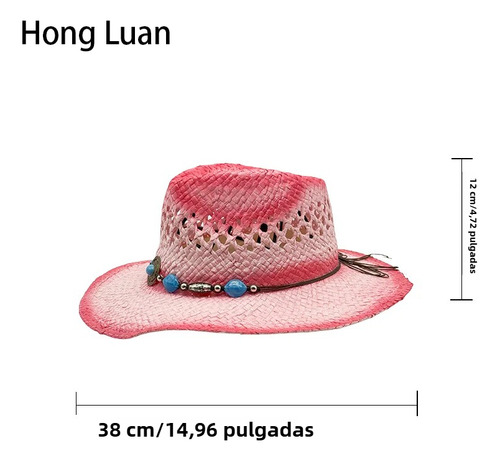 Sombrero Vaquero De Paja Para Beach - Ala Ancha Para Fiesta