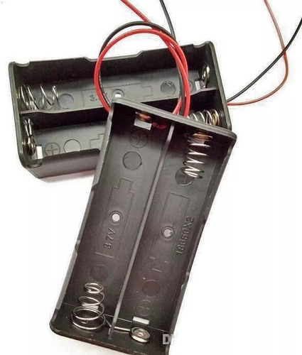 Caja Slot Porta Baterías 18650 Para 2 Baterías Con Cableado
