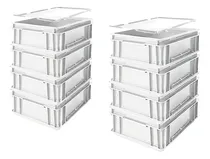 Comprar 8 Contenedores 40x30x12cm 4312a + 8 Tapas 40x30cm Tp4300 Bco Color Blanco