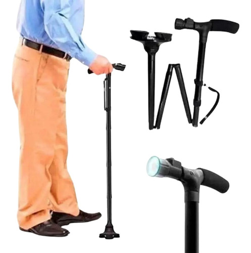 Bastón Plegable Multiusos Para Caminata,con Linterna