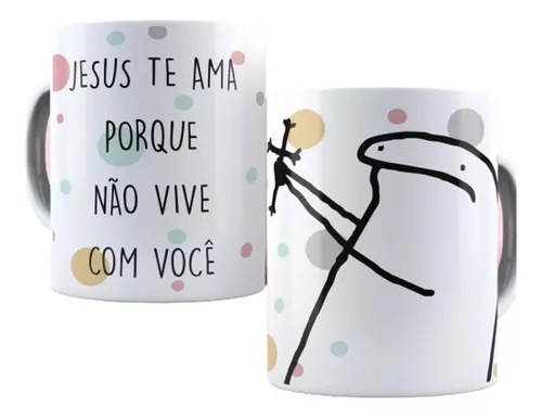 Caneca meme flork boneco palito frases divertidas