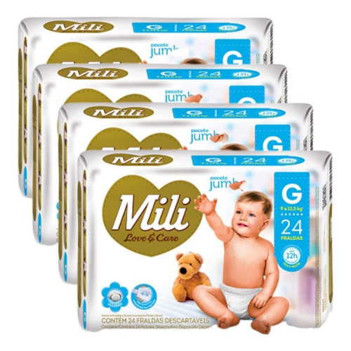 Imagem 1 de 3 de Fralda Descartável Mili- Love& Care- Tam. G- 96 Fraldas