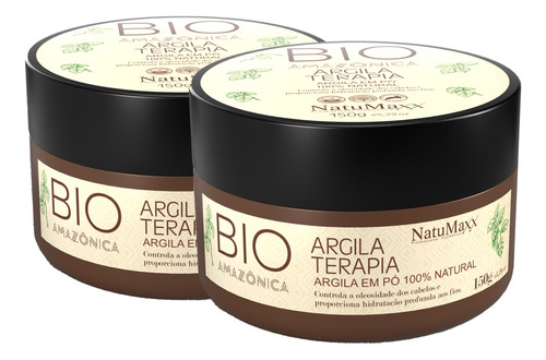 Kit 2 Argila Capilar Em Pó Bio Amazônica Natumaxx 150g Cada