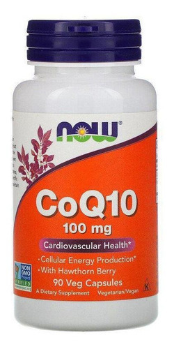 Coenzima Q10 Coq10 Com Hawthorn Berry 100 Mg 90 Cápsulas Now Sabor Vitamina