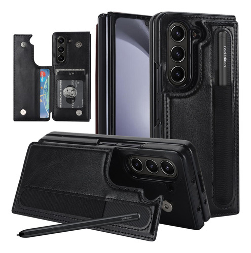Funda Para Galaxy Z Fold 5 Negro Piel