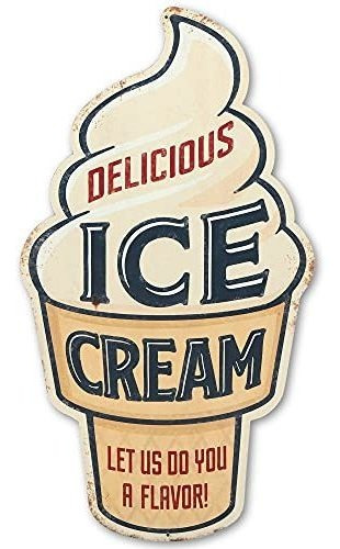 Señales - Open Road Brands Delicious Ice Cream Metal Sign - 