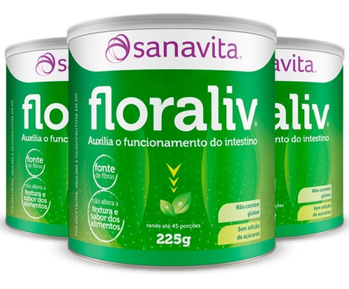 Floraliv Fibras Prebioticas - 3x 225 Gramas - Sanavita