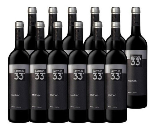 Vinho Argentino Latitud 33 Malbec 750ml Kit 12 Unidades