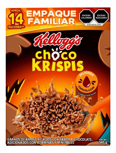 2 Pzs Kelloggs Cereal Sabor Chocolate Choco Krispis 540gr