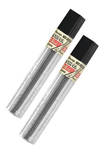 Pentel Plomo Recargas De 0,5 Mm 2b, Negro, De 12 Cables Por 