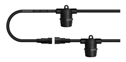 Macroled Guirnalda Exterior De 5mts 10 Portalampara Apto Led Color Negro