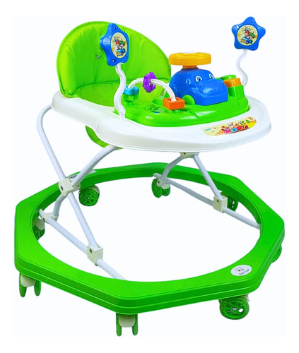 Andadera Bebé Plegable Musical Juguetero Carrito Llantas Gel Color Verde