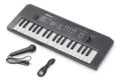 Teclado Infantil Brinquedo Musical Piano P/ Bebês Órgão Som Cor Preto