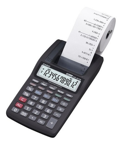 Calculadora Casio con impresión HR-8tm, 12 dígitos, color negro