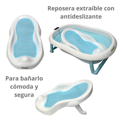 Imagen 5 de 8 de Bañera Para Bebe Tatetí Plegable Con Soporte Reductor Azul