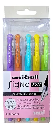 Caneta Gel Uni Ball Signo Dx 0,38mm Blister C/ 5 Unidades
