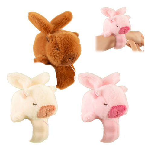 Pulsera Capybara Slap, Juguete De Peluche, 3 Piezas