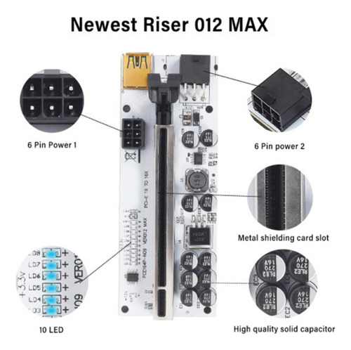 Tarjeta Gráfica De Alta Velocidad Ver012 Pcie Riser Usb3.0 P