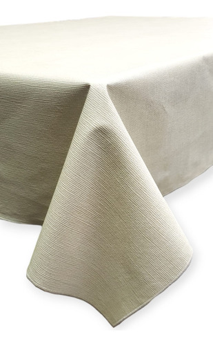 Mantel Encastre A Medida Simil Rafia Largo 180 A 200 Cm Manteca Texturizado