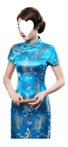 Vestido Corto Estilo Tradicional Chino Qipao Cheongsam