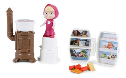 Juguete Muñeca Figuras Masha Y El Oso Playset Cocina