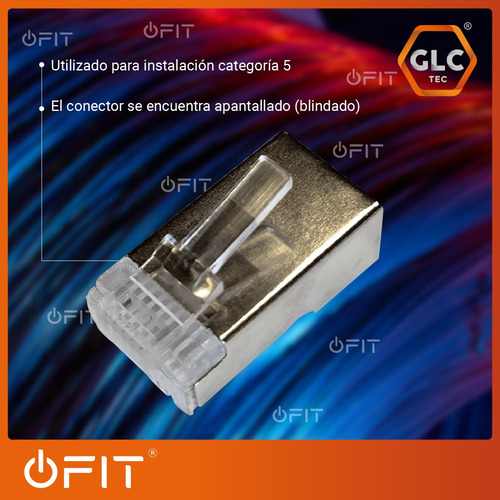 Imagen 5 de 10 de Ficha Rj45 Conector Cat 5e Glc Plug Blindado