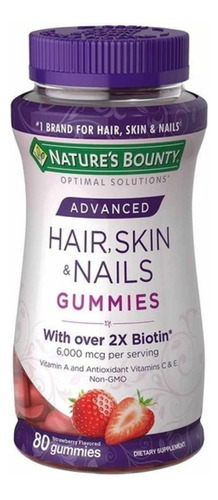 Gomitas Cabello Piel Nature's Bounty 6000 Mcg Biotina 80 Ct Sabor Fresa