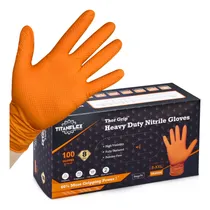 Comprar Guantes Industriales Nitrilo Naranja Textura Diamante 8 Mil
