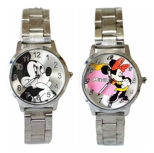 2 Relojes De Lujo Minnie Reloj De Pulsera Plateado Completo