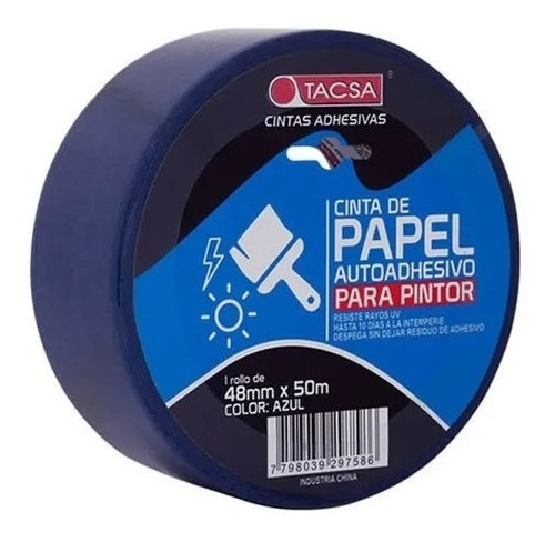 Cinta De Papel Azul 48mm X 50m Tacsa