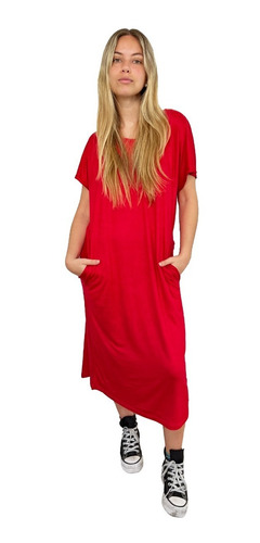 Imagen 1 de 8 de Vestido Basic Rojo