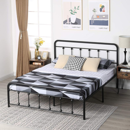 Base De Cama Matrimonial Vecel Victoriano Negro Oscuro