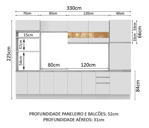 Cozinha Completa Madesa Roma 13 Portas (sem Tampo E Pia) Cor Branco