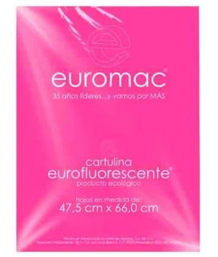 Cartulina Euromac Fluorescente Rosa 47.5x66cm C/10 Ef003 /v