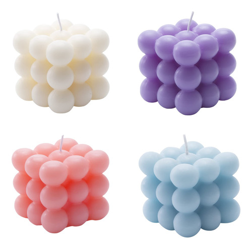 4 Velas De Burbujas, Velas De Cera De Soja Forma De Cub...