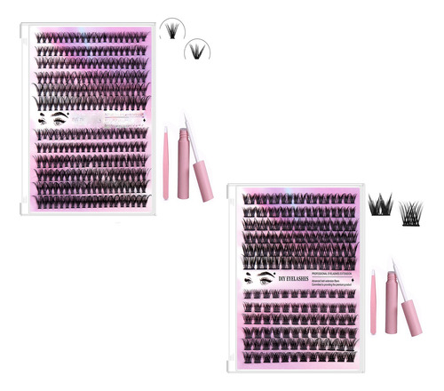 Cluster Eyelash Sintético Mink Mixto Kit Pestañas  2pcs