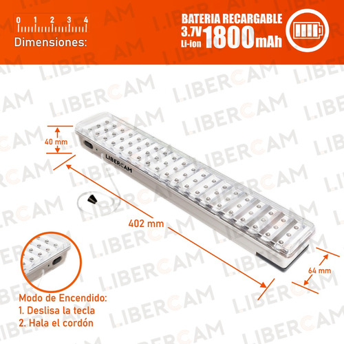 Luces Luz Emergencia 60 Leds Slt Recargable 220v Envios Color Blanco