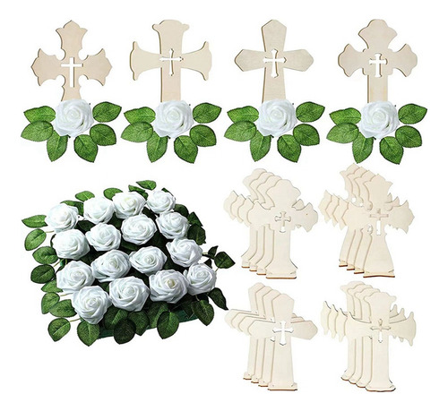 Cruces De Madera De Pie For Manualidades Con Base, 16 Unida
