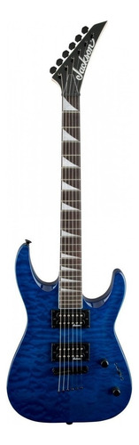 Guitarra eléctrica Jackson JS Series JS32TQ dinky de arce/tilo trans blue satin con diapasón de palo de rosa