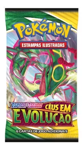 Pacote Cartas Pokémon Booster 6 Cartas Espada Escudo Céus em Evolução