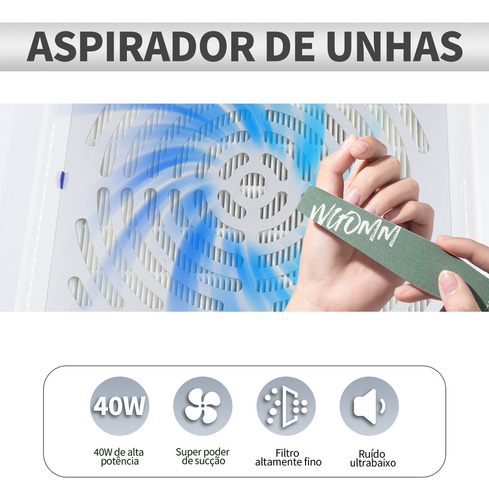 Aspirador De Pó Para Unhas Com Velocidade De Vento Ajustávelcoletor De Po De Manicurecom Lâmpada De Mesa E Com Velocidade Do Vento Ajustável 110v 220v Tensão Dupla