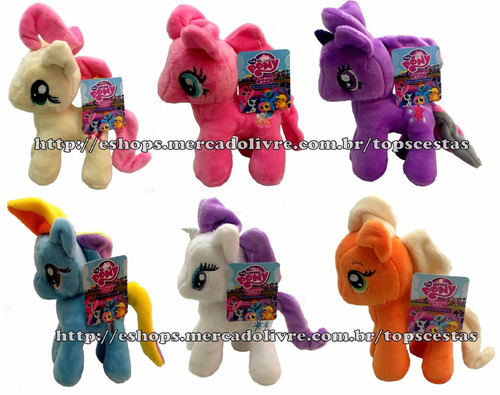 Coleção Completa 6 Pelúcias Pequenas Pôneis My Little Pony